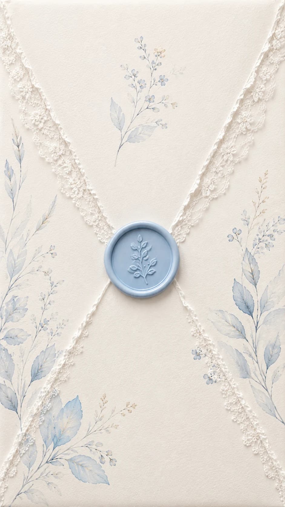 Blue Romance invitation design — preview of the front